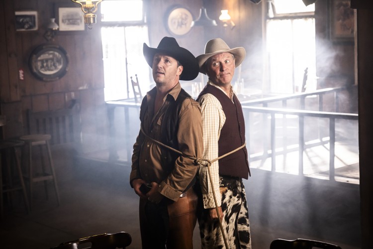 Cowboys & Cowgirls tijdens spotopnames van Wild Wild West-editie van Het Schlagerfestival